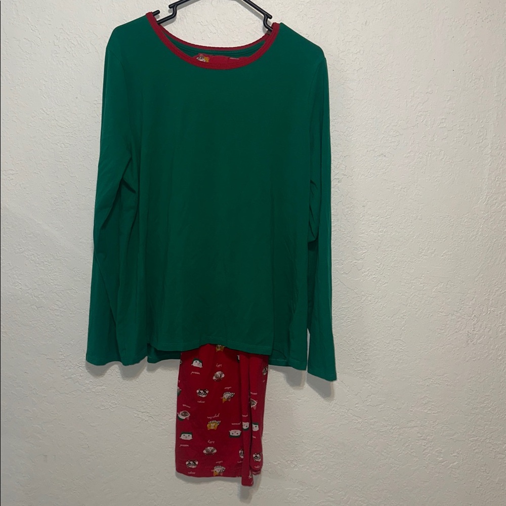 Land's End Pajama Set Christmas Cat Holiday Size XL